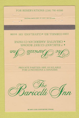 Matchbook Cover - Baricelli Inn Cleveland OH 40 Strike