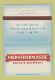 Matchbook Cover - Montparnasse Cafe Restaurant New York City 40 Strike