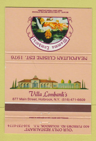 Matchbook Cover - Villa Lombardi's Italian Restaurant Holbrook NY 40 Strike