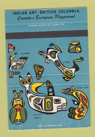 Matchbook Cover - Indian Art Chieftain Hotel Squamish BC SAMPLE WEAR 40 Strike