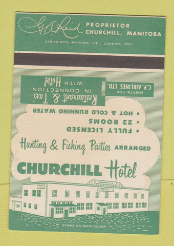 Matchbook Cover - Bhurchill Hotel MB SAMPLE WEAR 40 Strike
