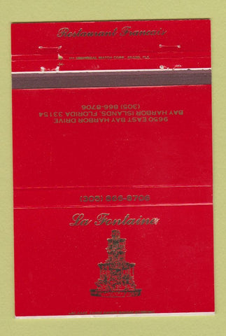Matchbook Cover - La Fontaine Bay Harbor Island FL French 40 Strike