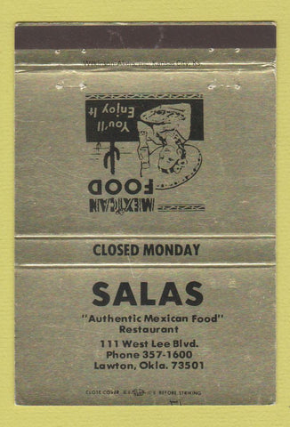 Matchbook Cover - Salas Mexican Restaurant Lawton OK WEAR 40 Strike