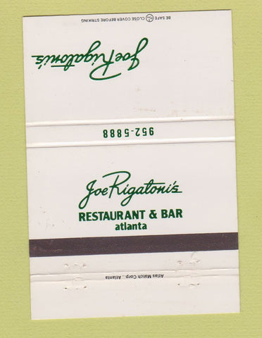 Matchbook Cover - Joe Rigatoni's Restaurant Atlanta GA 40 Strike