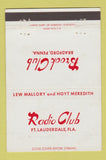 Matchbook Cover - Radio Club Fort Lauderdale FL Brook Bradford PA 40 Strike