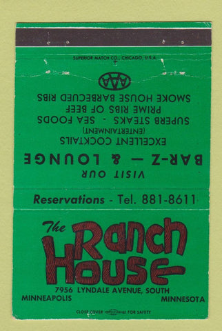 Matchbook Cover - The Ranch House Minneapolis MN WEAR 40 Strike