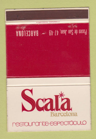 Matchbook Cover - Scala Restaurant Barcelona Spain 40 Strike