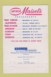 Matchbook Cover - Arthur Maisel's Restaurant New York City 40 Strike