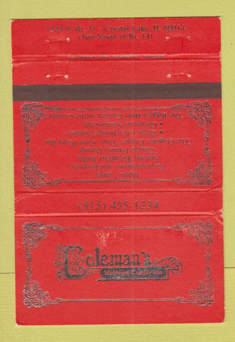 Matchbook Cover - Coleman's McHenry Country Inn Crystal Lake IL RED 40 Strike