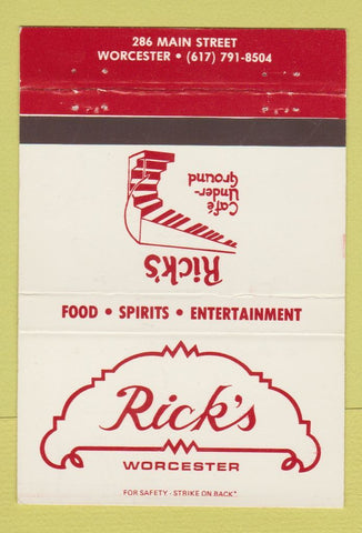Matchbook Cover - Rick's Cafe Under Ground Worcester MA 40 Strike