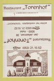 Matchbook Cover - Restaurant Torenhof Aalst Belgium 40 Strike
