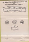 Matchbook Cover - Great Lakes Construction Cleveland OH WORN 40 Strike