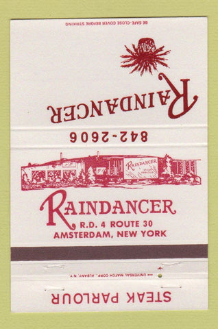 Matchbook Cover - Raindancer Steak Parlour Amsterdam NY 40 Strike
