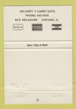 Matchbook Cover - Randalli's Off Rush Chicago IL Pizza 40 Strike
