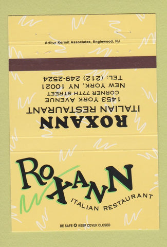 Matchbook Cover - Roxann Italian Restaurant New York City 40 Strike