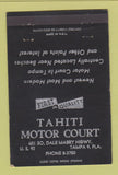 Matchbook Cover - Tahiti Motor Court Tampa FL BLACK WEAR 40 Strike
