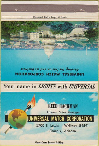 Matchbook Cover - US Capitol Universal Match Phoenix AZ Bachman 40 Strike