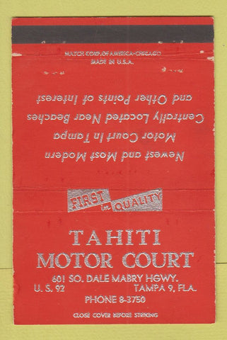Matchbook Cover - Tahiti Motor Court Tampa FL RED WEAR 40 Strike