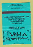 Matchbook Cover - Valdo's Mexican Restaurant Bullhead City AZ 40 Strike