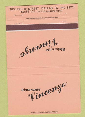 Matchbook Cover - Ristorante Vincenzo Dallas TX 40 Strike