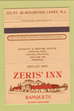 Matchbook Cover - Zeris' Inn Mountain Lakes NJ TAN 40 Strike