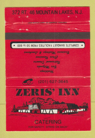 Matchbook Cover - Zeris' Inn Mountain Lakes NJ RED 40 Strike