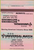 Matchbook Cover - Universal Match Corp Gerry Tabor Amherst NH 40 Strike
