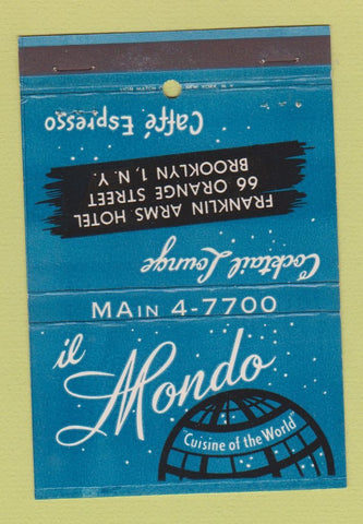 Matchbook Cover - Il Mondo Restaurant Brooklyn NY 40 Strike