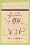 Matchbook Cover - Papoo's Italian Restaurant New York City 40 Strike