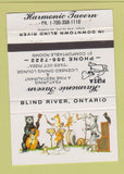 Matchbook Cover - Harmonic Tavern Blind River ON  pizza 40 Strike