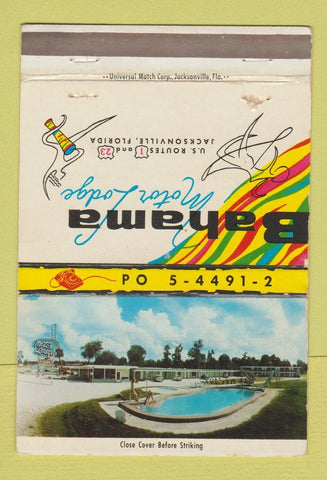 Matchbook Cover - Bahama Motor Lodge Jacksonville FL WEAR 40 Strike