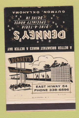 Matchbook Cover - Denney's Restaurant Guymon OK 40 Strike