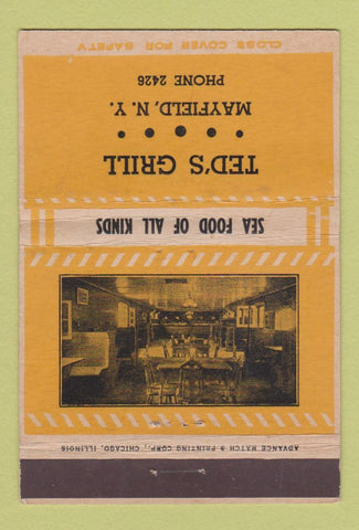 Matchbook Cover - Ted's Grill Mayfield NY ADVANCE 40 Strike