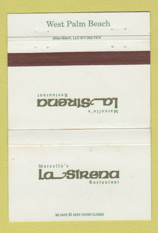 Matchbook Cover - Marcello's La Sirena Restaurant West Palm Beach FL 40 Strike