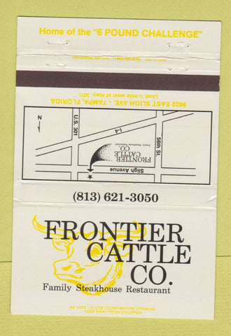 Matchbook Cover - Frontier Cattle Company Restaurant Tampa FL 40 Strike