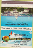 Matchbook Cover - US Capitol Universal Match Roanoke VA Washburn 40 Strike