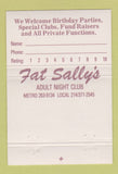 Matchbook Cover - Fat Sally's Strip Club Dallas TX WEAR 40 Strike