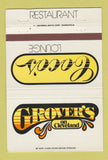 Matchbook Cover - Grover's Restaurant St Paul MN Holiday Inn 40 Strike