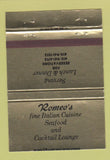 Matchbook Cover - Romeo's Italian REstaurant Los Altos CA 40 Strike