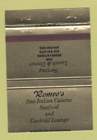 Matchbook Cover - Romeo's Italian REstaurant Los Altos CA 40 Strike