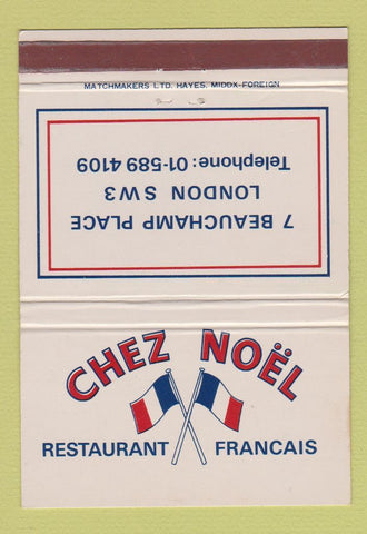 Matchbook Cover - Chez Noel French Restaurant London UK England 40 Strike