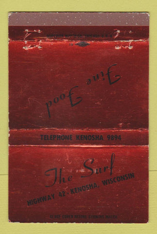 Matchbook Cover - The Surf Restaurant Kenosha WI 40 Strike