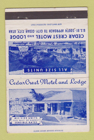 Matchbook Cover - Cedar Crest Motel Cedar City UT 40 Strike