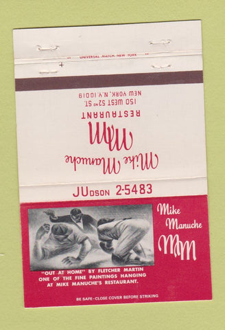 Matchbook Cover - Mike Manuche New York City baseball restaurant WEAR 40 Strike