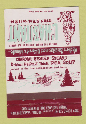 Matchbook Cover - L'Habitant Regina SK restaurant 40 Strike