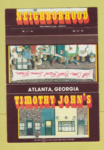 Matchbook Cover - Timothy John's Neighborhood Atlanta GA 40 Strike