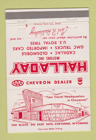 Matchbook Cover - Halladay Cadillac Oldsmobile GMC Cheyenne WY 40 Strike