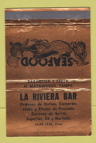 Matchbook Cover - La Riviera Bar Matamoros Mexico BRONZE 40 Strike