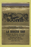 Matchbook Cover - La Riviera Bar Matamoros Mexico GOLD 40 Strike