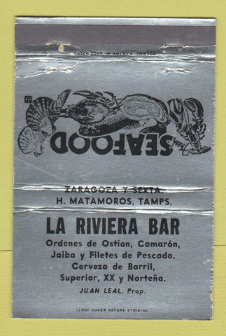 Matchbook Cover - La Riviera Bar Matamoros Mexico SILVER WEAR 40 Strike